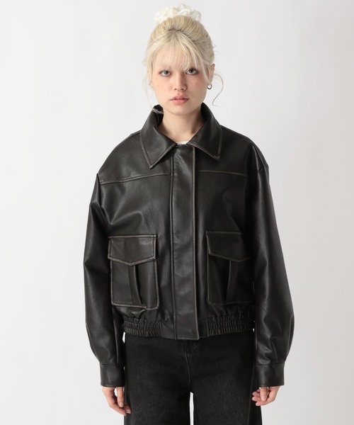 FOREVER 21(フォーエバー トゥエンティーワン)の「【2025SS】ヴィンテージライクフェイクレザーブルゾン(ブルゾン・レディース・ブラウン/ブラック・FREE)」の15枚目の写真