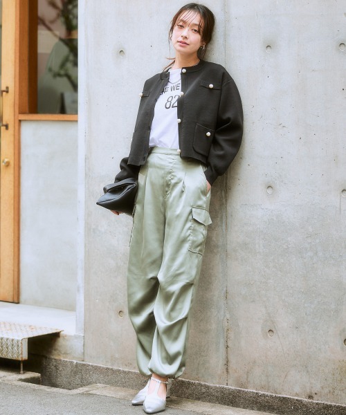 nissen（ニッセン）の「サテンパラシュートパンツ（カーゴパンツ・レディース・カーキ/ブラック/ベージュ・S/3L/L/M/LL）」の13枚目の写真