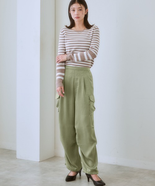 nissen（ニッセン）の「サテンパラシュートパンツ（カーゴパンツ・レディース・カーキ/ブラック/ベージュ・S/3L/L/M/LL）」の14枚目の写真