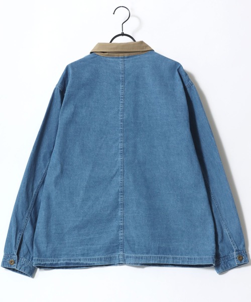 LYLE&SCOTT(ライルアンドスコット)の「LYLE&SCOTT/ライルアンドスコット Denim Hunting Jacket/オーバーサイズ デニム 襟コーデュロイ ショート丈 ハンティングジャケット/ブルゾン/レディース メンズ(デニムジャケット・メンズ・ネイビー/ブルー・LL/L/M)」の7枚目の写真