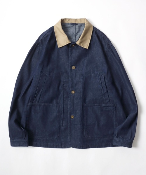LYLE&SCOTT(ライルアンドスコット)の「LYLE&SCOTT/ライルアンドスコット Denim Hunting Jacket/オーバーサイズ デニム 襟コーデュロイ ショート丈 ハンティングジャケット/ブルゾン/レディース メンズ(デニムジャケット・メンズ・ネイビー/ブルー・LL/L/M)」の8枚目の写真