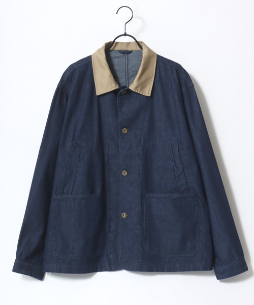 LYLE&SCOTT(ライルアンドスコット)の「LYLE&SCOTT/ライルアンドスコット Denim Hunting Jacket/オーバーサイズ デニム 襟コーデュロイ ショート丈 ハンティングジャケット/ブルゾン/レディース メンズ(デニムジャケット・メンズ・ネイビー/ブルー・LL/L/M)」の5枚目の写真