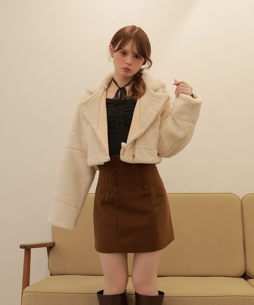 M DOLLY(エムドリー)の「*M DOLLY original* reversible mouton jacket / リバーシブルムートンジャケット(ライダースジャケット・レディース・ベージュ/ブラック・FREE)」の10枚目の写真