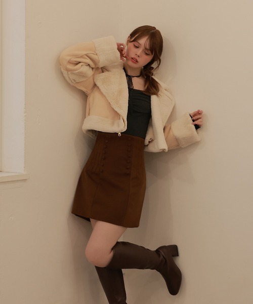 M DOLLY(エムドリー)の「*M DOLLY original* reversible mouton jacket / リバーシブルムートンジャケット(ライダースジャケット・レディース・ベージュ/ブラック・FREE)」の15枚目の写真