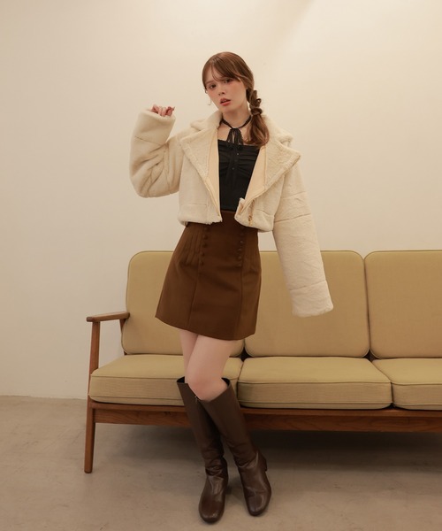 M DOLLY(エムドリー)の「*M DOLLY original* reversible mouton jacket / リバーシブルムートンジャケット(ライダースジャケット・レディース・ベージュ/ブラック・FREE)」の12枚目の写真