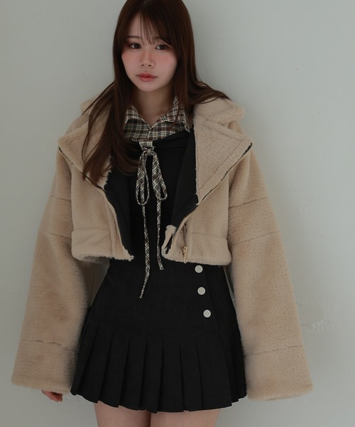 M DOLLY(エムドリー)の「*M DOLLY original* reversible mouton jacket / リバーシブルムートンジャケット(ライダースジャケット・レディース・ベージュ/ブラック・FREE)」の21枚目の写真