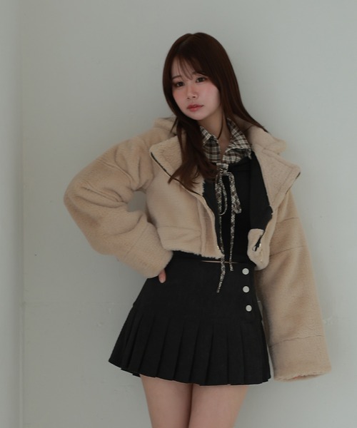 M DOLLY(エムドリー)の「*M DOLLY original* reversible mouton jacket / リバーシブルムートンジャケット(ライダースジャケット・レディース・ベージュ/ブラック・FREE)」の22枚目の写真
