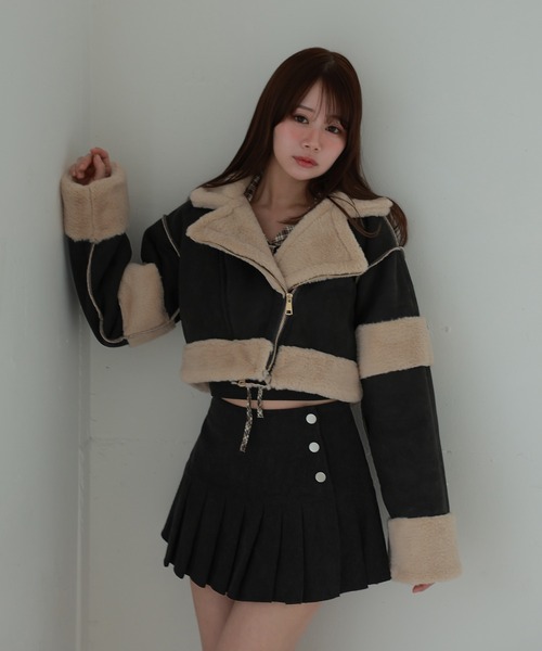 M DOLLY(エムドリー)の「*M DOLLY original* reversible mouton jacket / リバーシブルムートンジャケット(ライダースジャケット・レディース・ベージュ/ブラック・FREE)」の16枚目の写真