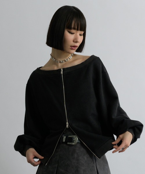 Ellno de Mavie（エルノデメヴィ）の「オーバーダイジップスウェット（スウェット・レディース・ブラック・FREE）」の2枚目の写真