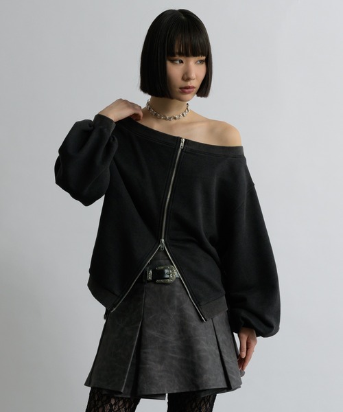 Ellno de Mavie（エルノデメヴィ）の「オーバーダイジップスウェット（スウェット・レディース・ブラック・FREE）」の21枚目の写真