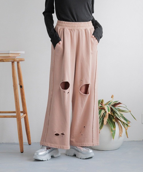 LOWRYS FARM（ローリーズファーム）の「リメイクスウェットワイドパンツ 288665（スウェットパンツ・レディース・ピンク/グレー/グレー系その他・FREE）」の3枚目の写真