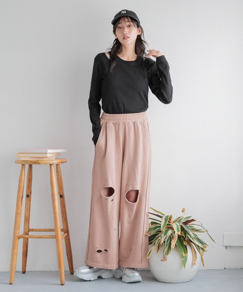 LOWRYS FARM（ローリーズファーム）の「リメイクスウェットワイドパンツ 288665（スウェットパンツ・レディース・ピンク/グレー/グレー系その他・FREE）」の12枚目の写真