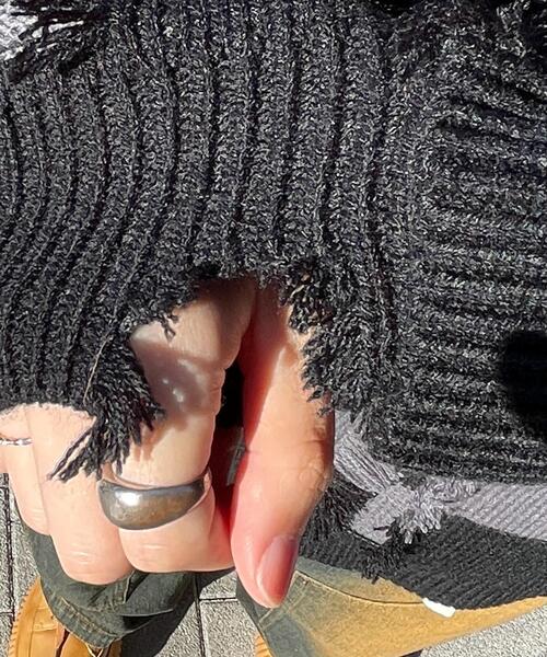 WEGO(ウィゴー)の「WEGO/フリンジモチーフボーダーBIGプルオーバー(ニット/セーター・レディース・ホワイト系その他5/ブラック系その他5・FREE)」の19枚目の写真