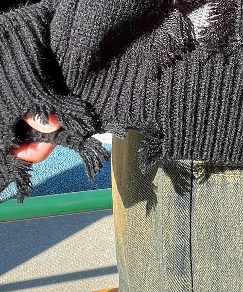 WEGO(ウィゴー)の「WEGO/フリンジモチーフボーダーBIGプルオーバー(ニット/セーター・レディース・ホワイト系その他5/ブラック系その他5・FREE)」の16枚目の写真