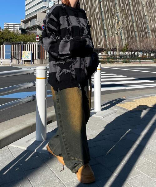 WEGO(ウィゴー)の「WEGO/フリンジモチーフボーダーBIGプルオーバー(ニット/セーター・レディース・ホワイト系その他5/ブラック系その他5・FREE)」の8枚目の写真