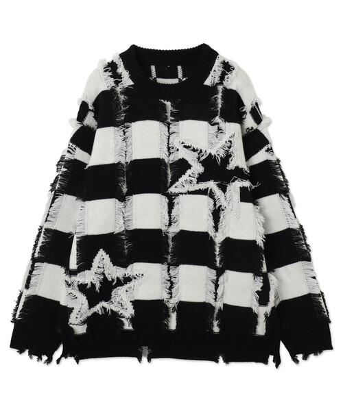 WEGO(ウィゴー)の「WEGO/フリンジモチーフボーダーBIGプルオーバー(ニット/セーター・レディース・ホワイト系その他5/ブラック系その他5・FREE)」の7枚目の写真