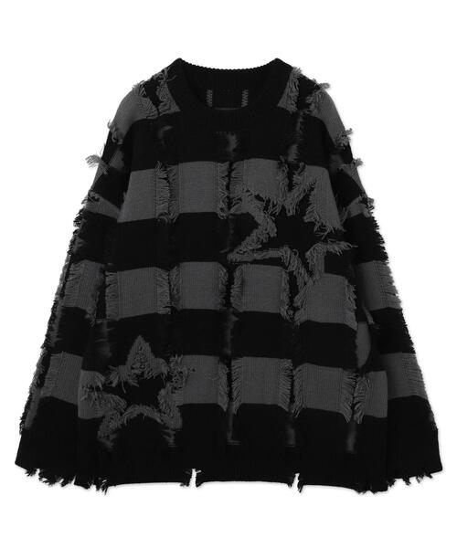 WEGO(ウィゴー)の「WEGO/フリンジモチーフボーダーBIGプルオーバー(ニット/セーター・レディース・ホワイト系その他5/ブラック系その他5・FREE)」の6枚目の写真