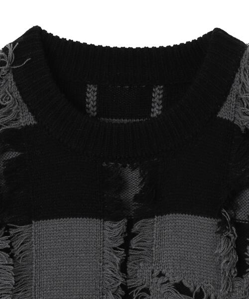 WEGO(ウィゴー)の「WEGO/フリンジモチーフボーダーBIGプルオーバー(ニット/セーター・レディース・ホワイト系その他5/ブラック系その他5・FREE)」の4枚目の写真