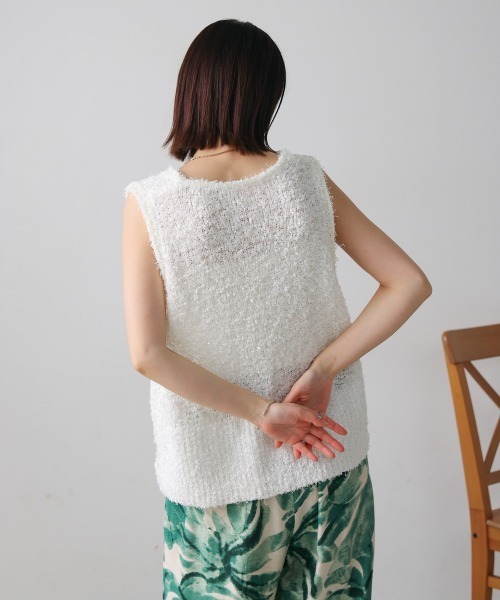 Bou Jeloud（ブージュルード）の「リボンヤーンニットベスト（ベスト・レディース・オフホワイト/ブラック・FREE）」の10枚目の写真