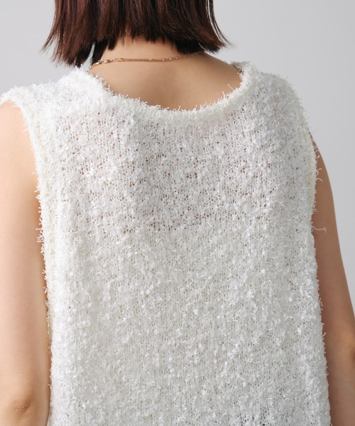 Bou Jeloud（ブージュルード）の「リボンヤーンニットベスト（ベスト・レディース・オフホワイト/ブラック・FREE）」の13枚目の写真