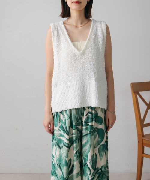 Bou Jeloud（ブージュルード）の「リボンヤーンニットベスト（ベスト・レディース・オフホワイト/ブラック・FREE）」の15枚目の写真