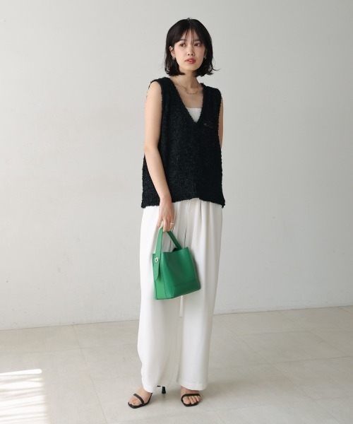 Bou Jeloud（ブージュルード）の「リボンヤーンニットベスト（ベスト・レディース・オフホワイト/ブラック・FREE）」の20枚目の写真