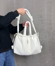 【ふわふわ】 巾着 中綿バッグ / A4サイズ 2way ハンドバッグ ショルダーバッグ