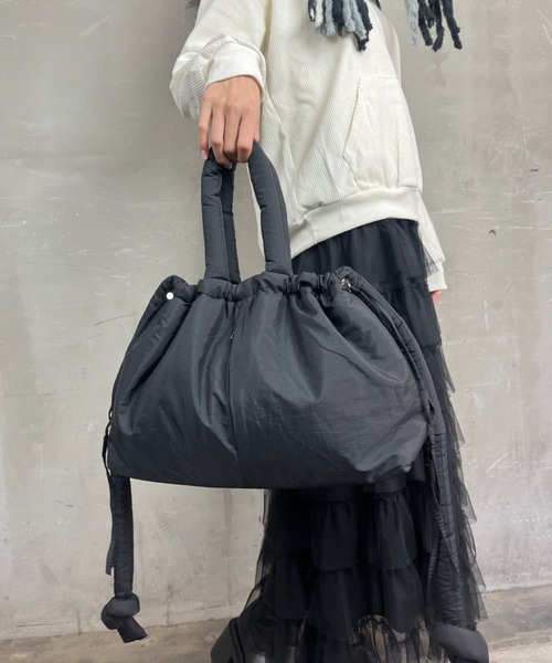クレージュ　バッグ　ハンドバッグ　ショルダーバッグ　デニム　ロゴ　ボア　黒　巾着 czysbg01326.jpg