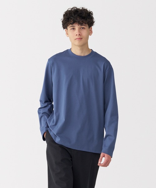 無印良品（ムジルシリョウヒン）の「紳士　天竺編みクルーネック長袖Ｔシャツ（Tシャツ/カットソー・メンズ・グレー/ブルー/ブラック/ホワイト/オレンジ系/グリーン系/ダークネイビー・S/M/L/XL）」の5枚目の写真