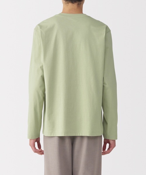 無印良品（ムジルシリョウヒン）の「紳士　天竺編みクルーネック長袖Ｔシャツ（Tシャツ/カットソー・メンズ・グレー/ブルー/ブラック/ホワイト/オレンジ系/グリーン系/ダークネイビー・S/M/L/XL）」の10枚目の写真