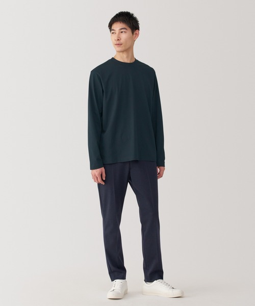 無印良品（ムジルシリョウヒン）の「紳士　天竺編みクルーネック長袖Ｔシャツ（Tシャツ/カットソー・メンズ・グレー/ブルー/ブラック/ホワイト/オレンジ系/グリーン系/ダークネイビー・S/M/L/XL）」の20枚目の写真