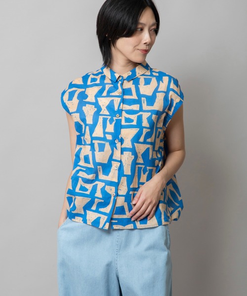 Munich(ミューニック)の「【DEVEAUX】コットンプリントバルーンシャツ(シャツ/ブラウス・レディース・ブラック/ブラウン/ブルー・FREE)」の18枚目の写真