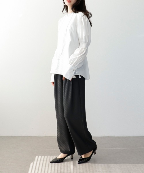 Three Four Time(スリーフォータイム)の「ギャザースリーブブラウス(シャツ/ブラウス・レディース・オフホワイト/ピンク・FREE)」の7枚目の写真