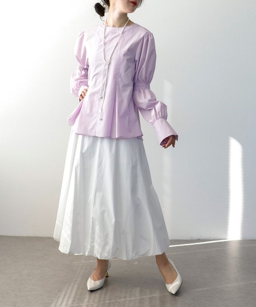 Three Four Time(スリーフォータイム)の「ギャザースリーブブラウス(シャツ/ブラウス・レディース・オフホワイト/ピンク・FREE)」の11枚目の写真