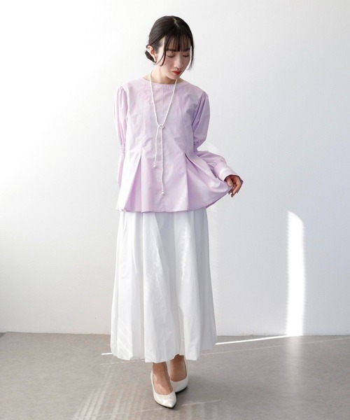 Three Four Time(スリーフォータイム)の「ギャザースリーブブラウス(シャツ/ブラウス・レディース・オフホワイト/ピンク・FREE)」の12枚目の写真