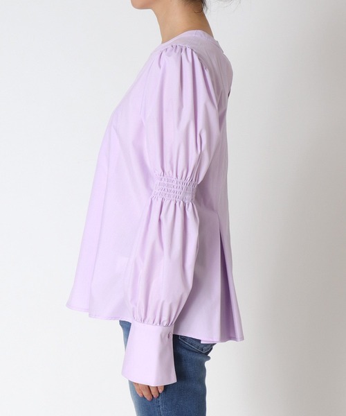 Three Four Time(スリーフォータイム)の「ギャザースリーブブラウス(シャツ/ブラウス・レディース・オフホワイト/ピンク・FREE)」の17枚目の写真