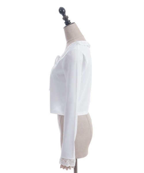 axes femme POETIQUE（アクシーズファムポエティック）の「レースアップカットプル（Tシャツ/カットソー・レディース・ホワイト/ブラック/ワイン・MEDIUM）」の5枚目の写真