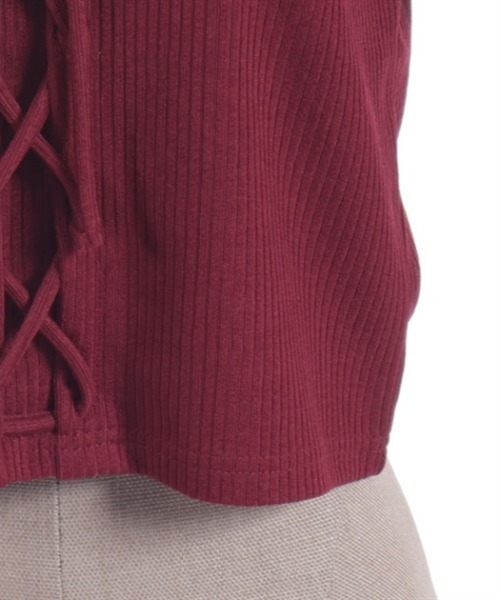 axes femme POETIQUE（アクシーズファムポエティック）の「レースアップカットプル（Tシャツ/カットソー・レディース・ホワイト/ブラック/ワイン・MEDIUM）」の22枚目の写真