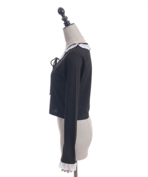 axes femme POETIQUE（アクシーズファムポエティック）の「レースアップカットプル（Tシャツ/カットソー・レディース・ホワイト/ブラック/ワイン・MEDIUM）」の17枚目の写真