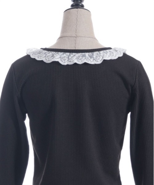 axes femme POETIQUE（アクシーズファムポエティック）の「レースアップカットプル（Tシャツ/カットソー・レディース・ホワイト/ブラック/ワイン・MEDIUM）」の12枚目の写真