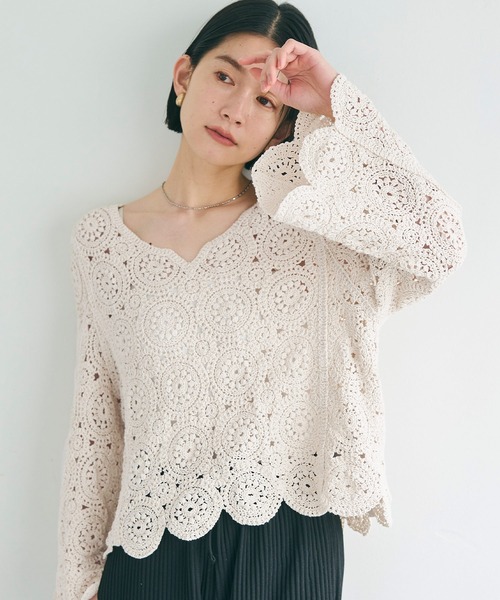 coca（coca）（コカ）の「フレアスリーブ クロシェトップス（その他トップス・レディース・アイボリー・ONE SIZE）」の3枚目の写真