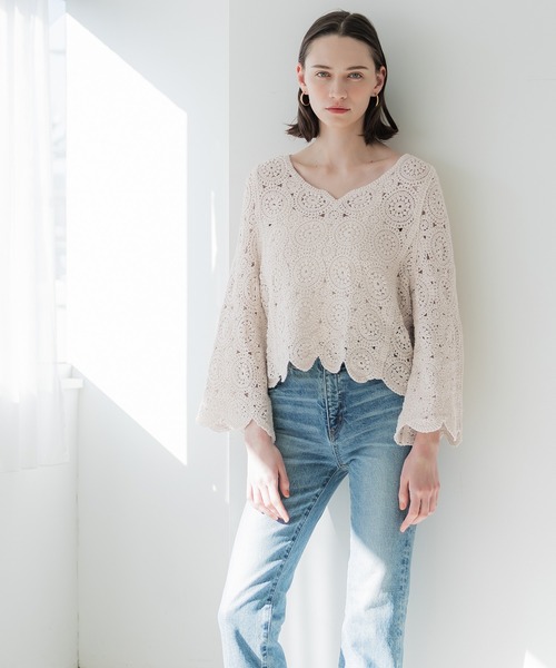 coca（coca）（コカ）の「フレアスリーブ クロシェトップス（その他トップス・レディース・アイボリー・ONE SIZE）」の6枚目の写真