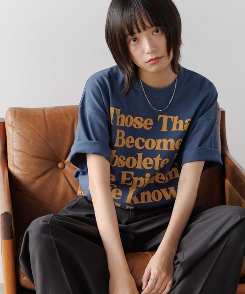PBLIM(ページボーイリム)の「《UNISEX》メッセージロゴTシャツ(Tシャツ/カットソー・レディース・ネイビー/アイボリー/ミント/レンガ・MEDIUM/LARGE)」の3枚目の写真