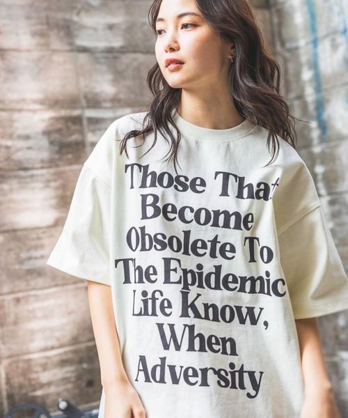 PBLIM(ページボーイリム)の「《UNISEX》メッセージロゴTシャツ(Tシャツ/カットソー・レディース・ネイビー/アイボリー/ミント/レンガ・MEDIUM/LARGE)」の2枚目の写真