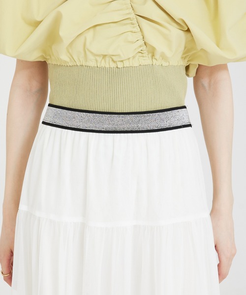 SELFIST(セルフィスト)の「チュールティアードスカート ウエストゴム レイヤード 夏服 オールシーズン(スカート・レディース・ブラック/ピンク/オフホワイト・フリー)」の11枚目の写真