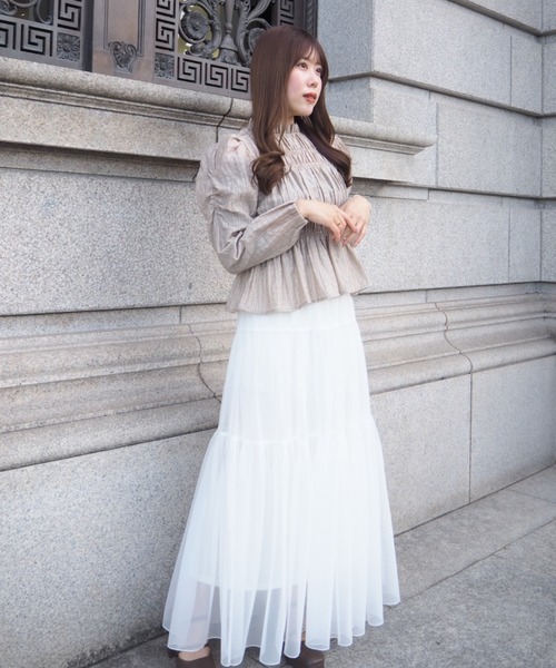 SELFIST(セルフィスト)の「チュールティアードスカート ウエストゴム レイヤード 夏服 オールシーズン(スカート・レディース・ブラック/ピンク/オフホワイト・フリー)」の16枚目の写真
