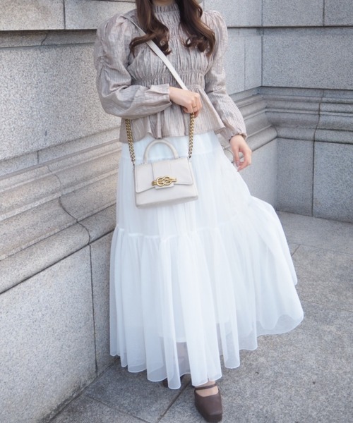 SELFIST(セルフィスト)の「チュールティアードスカート ウエストゴム レイヤード 夏服 オールシーズン(スカート・レディース・ブラック/ピンク/オフホワイト・フリー)」の20枚目の写真