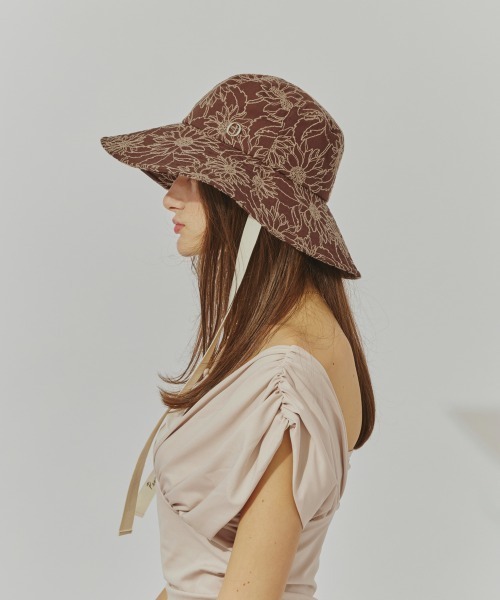 Chapeau d' O(シャポードオー)の「Chapeau d' O Flower EMB Capeline / シャポードオー(ハット・レディース・オレンジ/ベージュ/ブラウン・M/57.5cm)」の6枚目の写真