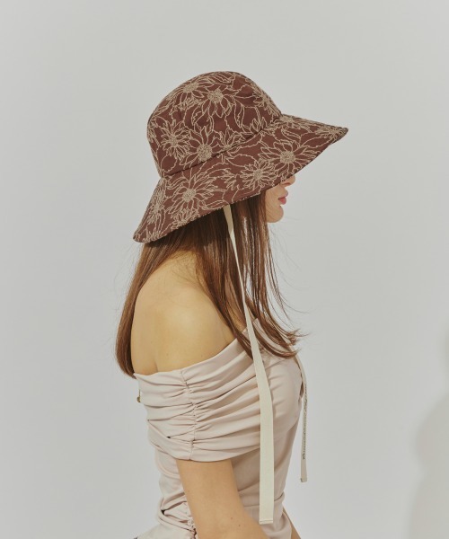 Chapeau d' O(シャポードオー)の「Chapeau d' O Flower EMB Capeline / シャポードオー(ハット・レディース・オレンジ/ベージュ/ブラウン・M/57.5cm)」の7枚目の写真