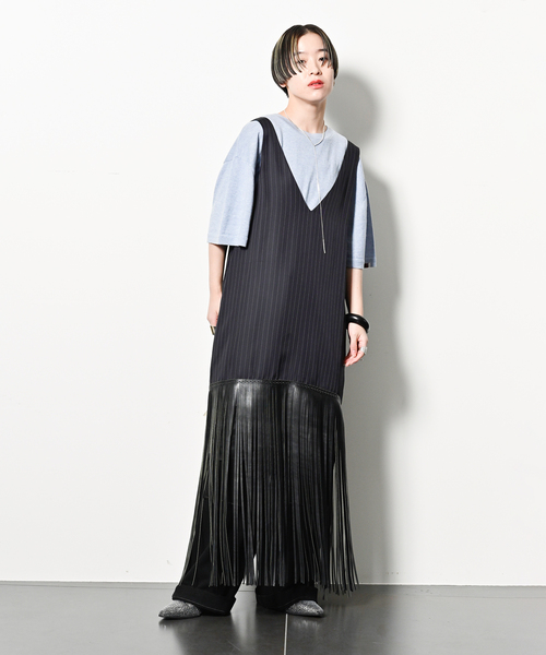 PONTI(ポンティ)の「PONTI 別注 FRINGE DRESS PO2P020:ワンピース(ワンピース・レディース・ネイビー・SMALL/X-SMALL)」の3枚目の写真